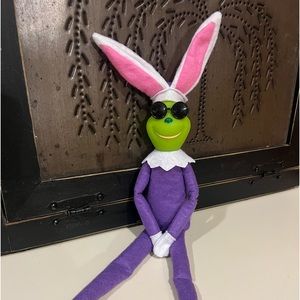 Grinch in disguise as the Easter bunny with removable glasses